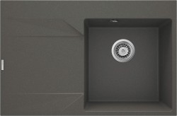 DEANTE - Evora antracitový metalický granitový dřez, 1-bowl s odkapávací plochou - vlevo (ZQJ_T11L)