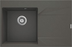 DEANTE - Evora antracitový metalický granitový dřez, 1-bowl s odkapávací plochou - vpravo (ZQJ_T11P)