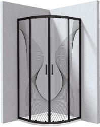 DEANTE - Funkia Evo čtvrtkruhový kout s vaničkou, 80x80 cm – vzor vlna (KYPPNB88P)