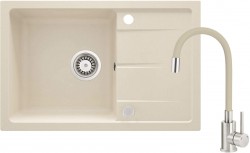 DEANTE - Leda béžový granitový dřez s baterií, s ohebným výtokem (ZRDG5113)