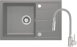 DEANTE - Leda metalic šedý granitový dřez s baterií, s ohebným výtokem (ZRDGS113)