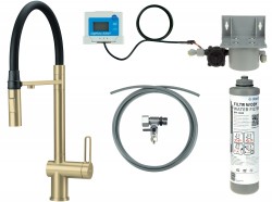 DEANTE - Magnetic baterie kuchyňská broušené zlato, se sadou pro filtraci vody, s elastickou hubicí; (BRMFR75M)