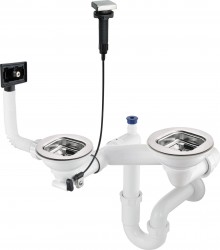 DEANTE - Odpadní sada ocelového dřezu, 1,5- a 2-miska (ZXY_9920)