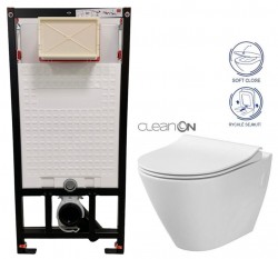 DEANTE Podomítkový rám, pro závěsné WC mísy bez tlačítka + WC CERSANIT CLEANON CITY (CST_WC01 X CI1)