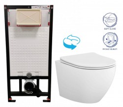 DEANTE Podomítkový rám, pro závěsné WC mísy bez tlačítka + WC CERSANIT DESSE VORTEX + SEDÁTKO (CST_WC01 X ES1)