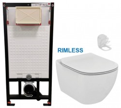 DEANTE Podomítkový rám, pro závěsné WC mísy bez tlačítka + WC Ideal Standard Tesi se sedátkem RIMLESS (CST_WC01 X TE2)