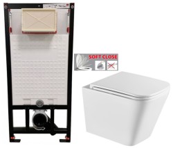 DEANTE Podomítkový rám, pro závěsné WC mísy bez tlačítka + WC INVENA FLORINA /VÍROVÉ SPLACH/ WITH SOFT, včetně soft/close sedátka (CST_WC01 X FL1)