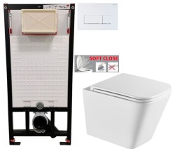 DEANTE Podomítkový rám, pro závěsné WC mísy + SLIM tlačítko bílé + WC INVENA FLORINA /VÍROVÉ SPLACH/ WITH SOFT, včetně soft/close sedátka (CST_WC01 A51P FL1)