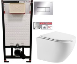 DEANTE Podomítkový rám, pro závěsné WC mísy + SLIM tlačítko chrom + WC INVENA LIMNOS /VÍROVÉ SPLACH/ WITH SOFT, včetně soft/close sedátka (CST_WC01 051P LI1)