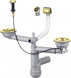 DEANTE - Sifon zlato - Náhradní sifonová sada, 1.5 -  and 2 - bowl (ZXY_Z912)