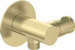 DEANTE - Silia kartáčované zlato Úhlová hadicová spojka, kulatá, s držákem ruční sprchy (NQS_R57K)