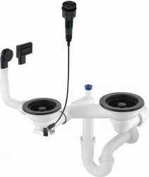 DEANTE - Space-Saver odpadní sada nero Granite dřez, 1,5- a 2-miska - Space-Saver (ZXY_N983)