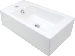 DEANTE - SQUARE - Keramické umyvadlo, na desku, levé - bílé (CGS_6U2L)