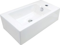DEANTE - SQUARE - Keramické umyvadlo, na desku, pravé - bílé (CGS_6U2R)