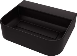 DEANTE - Umyvadlo Arnika nero Granite, na desku, s odkládací plochou pod baterii - s krycí deskou (CQA_NU5S)