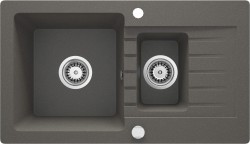DEANTE - Zorba antracit metalic - Granitový dřez, 1.5 - bowl s odkapávačem (ZQZ_T513)