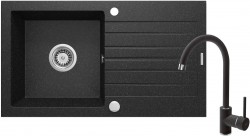 DEANTE - Zorba grafit - Granitový dřez včetně baterie, 1 - bowl s odkapávačem (ZQZV2113)