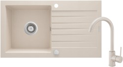 DEANTE - Zorba grafit - Granitový dřez včetně baterie, 1 - bowl s odkapávačem (ZQZV5113)