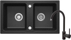 DEANTE - Zorba grafit - Granitový dřez včetně baterie, 2 - bowl (ZQZA2203)