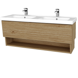 Dřevojas - Koupelnová skříňka INVENCE SZZO 125 (dvojumyvadlo Harmonia) - A01 Dub (masiv) / A01 Dub (masiv) (250294)