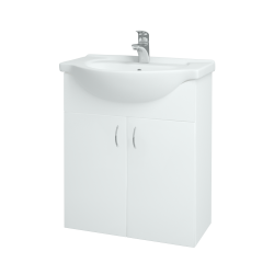 Dřevojas - Koupelnová skříňka PLUTO SZD2 65 - N01 Bílá lesk / N01 Bílá lesk (52341)