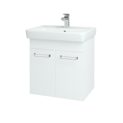 Dřevojas - Koupelnová skříňka Q DVEŘOVÉ SZD2 60 - N01 Bílá lesk / Úchytka T01 / L01 Bílá vysoký lesk (12734A)