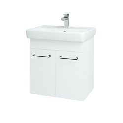 Dřevojas - Koupelnová skříňka Q DVEŘOVÉ SZD2 60 - N01 Bílá lesk / Úchytka T03 / L01 Bílá vysoký lesk (12734C)