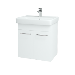 Dřevojas - Koupelnová skříňka Q DVEŘOVÉ SZD2 60 - N01 Bílá lesk / Úchytka T04 / L01 Bílá vysoký lesk (12734E)