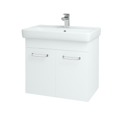 Dřevojas - Koupelnová skříňka Q DVEŘOVÉ SZD2 70 - N01 Bílá lesk / Úchytka T01 / L01 Bílá vysoký lesk (12635A)