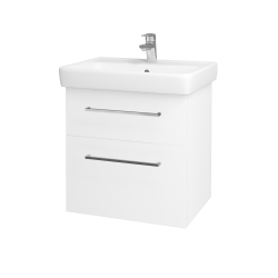 Dřevojas - Koupelnová skříňka Q MAX SZZ2 60 - N01 Bílá lesk / Úchytka T04 / L01 Bílá vysoký lesk (60117E)