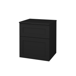 Dřevojas - Nízká skříň s košem na prádlo PORTO SNZ2K 50 - L03 Antracit vysoký lesk / Úchytka T00 (bez úchytky) / L03 Antracit vysoký lesk (568177X)