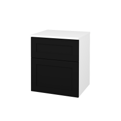 Dřevojas - Nízká skříň s košem na prádlo PORTO SNZ2K 50 - N01 Bílá lesk / Úchytka T00 (bez úchytky) / L17 Černá vysoký lesk (567613X)