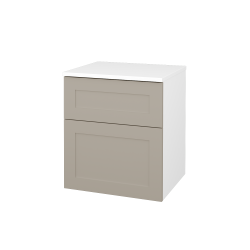 Dřevojas - Nízká skříň s košem na prádlo PORTO SNZ2K 50 - N01 Bílá lesk / Úchytka T00 (bez úchytky) / M05 Béžová mat (567361X)