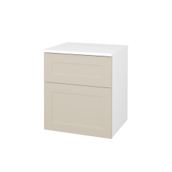 Dřevojas - Nízká skříň s košem na prádlo PORTO SNZ2K 50 - N01 Bílá lesk / Úchytka T00 (bez úchytky) / M19 Cream mat (567330X)