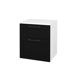 Dřevojas - Nízká skříň s košem na prádlo PORTO SNZ2K 50 - N01 Bílá lesk / Úchytka T37 / M17 Černá mat (567354O)
