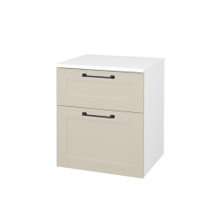 Dřevojas - Nízká skříň s košem na prádlo PORTO SNZ2K 50 - N01 Bílá lesk / Úchytka T37 / M19 Cream mat (567330O)