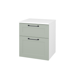 Dřevojas - Nízká skříň s košem na prádlo PORTO SNZ2K 50 - N01 Bílá lesk / Úchytka T37 / M20 Mint grey mat (567323O)