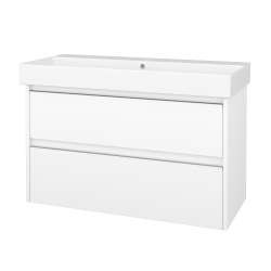 Dřevojas - Skříňka pod umyvadlo BONO SZZ2 100 (umyvadlo Glance) - N01 Bílá lesk / Úchytka T34 - nerez / N01 Bílá lesk (762858K)