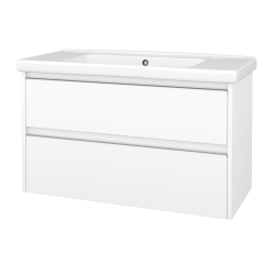 Dřevojas - Skříňka pod umyvadlo BONO SZZ2 100 (umyvadlo Harmonia) - N01 Bílá lesk / Úchytka T34 - nerez / N01 Bílá lesk (756192K)