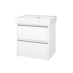 Dřevojas - Skříňka pod umyvadlo BONO SZZ2 60 (umyvadlo Glance) - N01 Bílá lesk / Úchytka T33 - černá mat / N01 Bílá lesk (760632J)