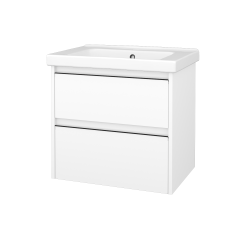 Dřevojas - Skříňka pod umyvadlo BONO SZZ2 65 (umyvadlo Harmonia) - N01 Bílá lesk / Úchytka T33 - černá mat / N01 Bílá lesk (754716J)