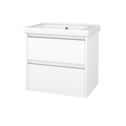 Dřevojas - Skříňka pod umyvadlo BONO SZZ2 65 (umyvadlo Harmonia) - N01 Bílá lesk / Úchytka T34 - nerez / N01 Bílá lesk (754716K)