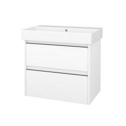 Dřevojas - Skříňka pod umyvadlo BONO SZZ2 70 (umyvadlo Glance) - N01 Bílá lesk / Úchytka T33 - černá mat / N01 Bílá lesk (761370J)