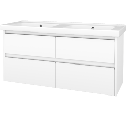 Dřevojas - Skříňka pod umyvadlo BONO SZZ4 125 (dvojumyvadlo Harmonia) - N01 Bílá lesk / Úchytka T34 - nerez / N01 Bílá lesk (756932K)