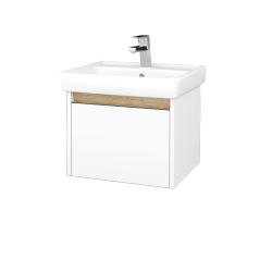 Dřevojas - Umyvadlová skříňka BONO SZZ 55 (umyvadlo Q) - N09 Bílá mat / Úchytka T34 / N09 Bílá mat (203153K)