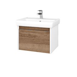 Dřevojas - Umyvadlová skříňka BONO SZZ 60 (umyvadlo Q) - N01 Bílá lesk / Úchytka T34 / D21 Tobacco (348694K)