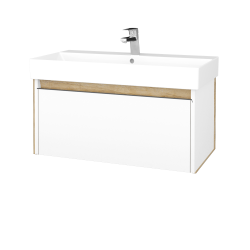 Dřevojas - Umyvadlová skříňka BONO SZZ 85 (umyvadlo Glance) - N09 Bílá mat / Úchytka T34 / N09 Bílá mat (277604K)