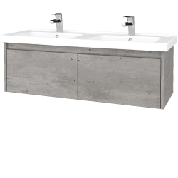 Dřevojas - Umyvadlová skříňka BONO SZZ2 125 (dvojumyvadlo Harmonia) - D01 Beton / Úchytka T34 / D01 Beton (351823K)