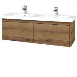 Dřevojas - Umyvadlová skříňka BONO SZZ2 125 (dvojumyvadlo Harmonia) - D27 Cognac / Úchytka T33 / D27 Cognac (448448J)