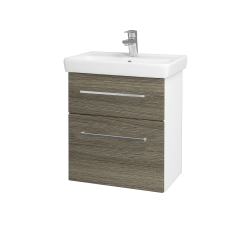 Dřevojas - Umyvadlová skříňka GO SZZ2 55 - N01 Bílá lesk / Úchytka T04 / D03 Cafe (27929E)